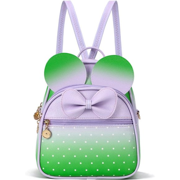 Bowknot Polka Dot Mini Backpack And Convertible Shoulder Bag Purse for Women - Picture 1 of 7